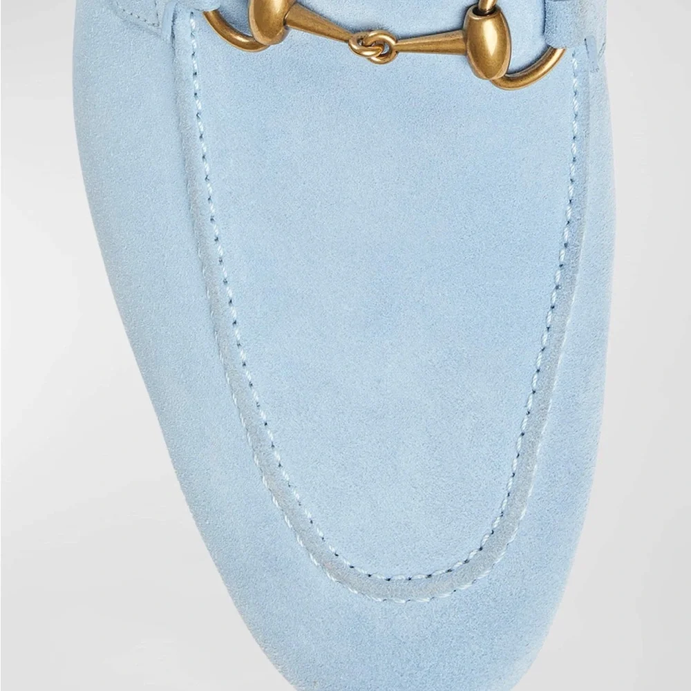 Gucci Jordaan Suede Loafers with Gold Horsebit Detail size 12 UK - Picture 3 of 7